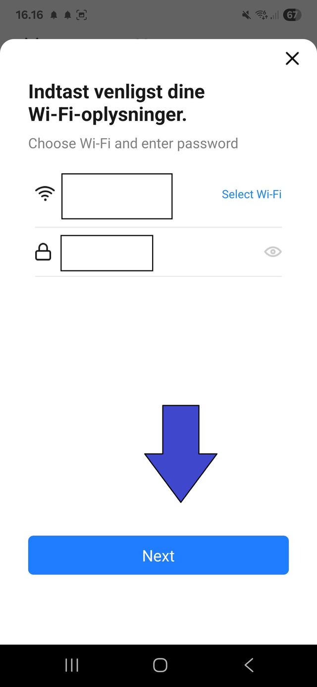 Her vælges Wi-Fi netværket, som kameraet skal tilsluttes.