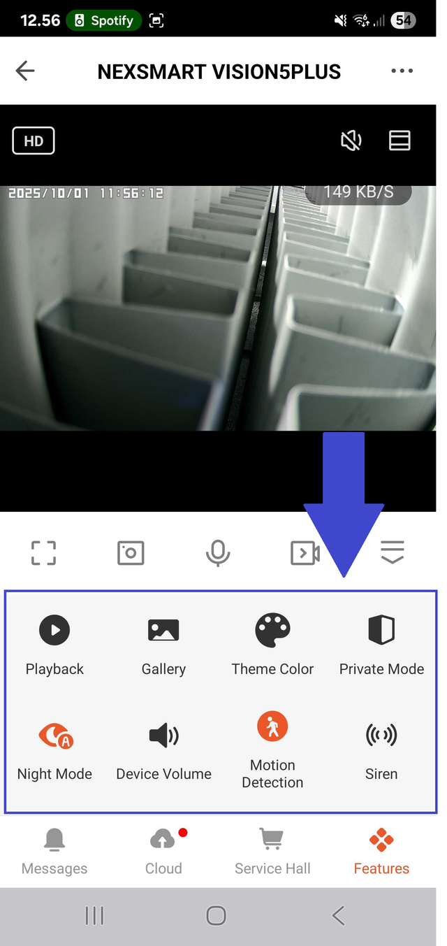 Kameraets quickbar åbner nu, og her kan du nemt og hurtigt slå funktionerne til og fra.