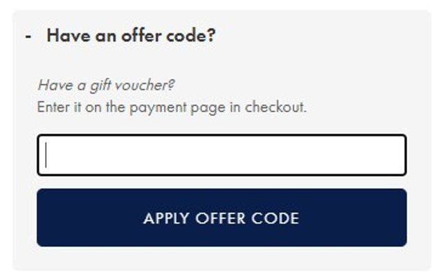 If no offer code has been applied, the box will look like the above