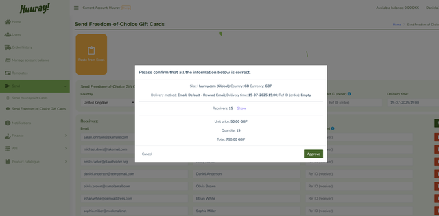 Confirm order details