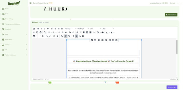 Email template editing