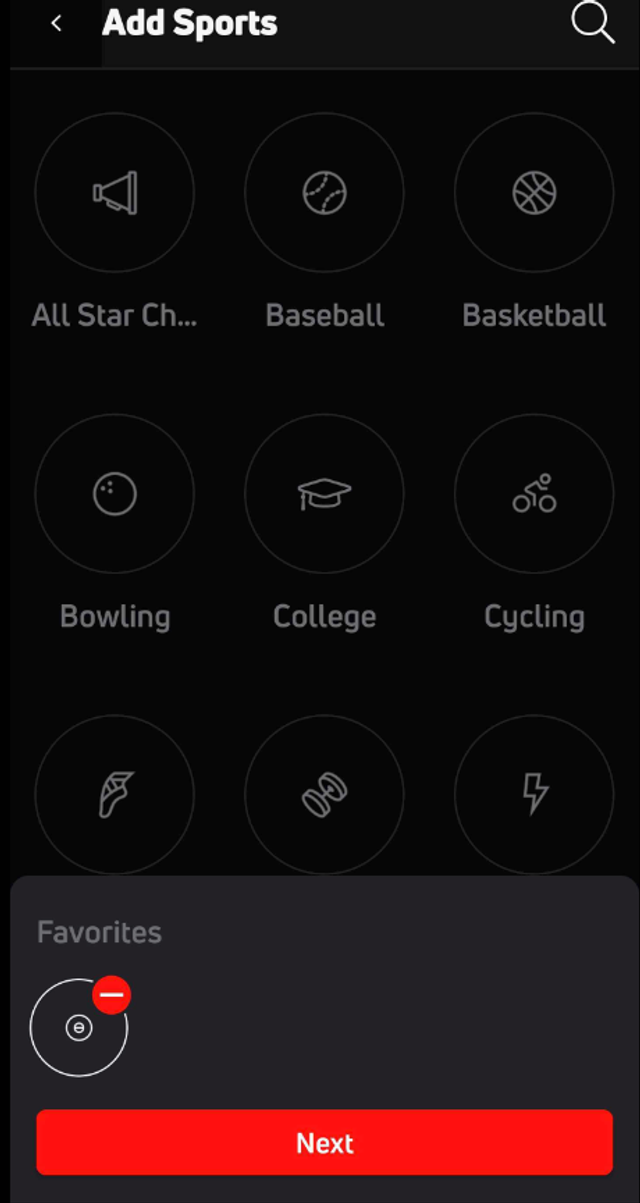 Adding Favorites from the FloSports moblie app.