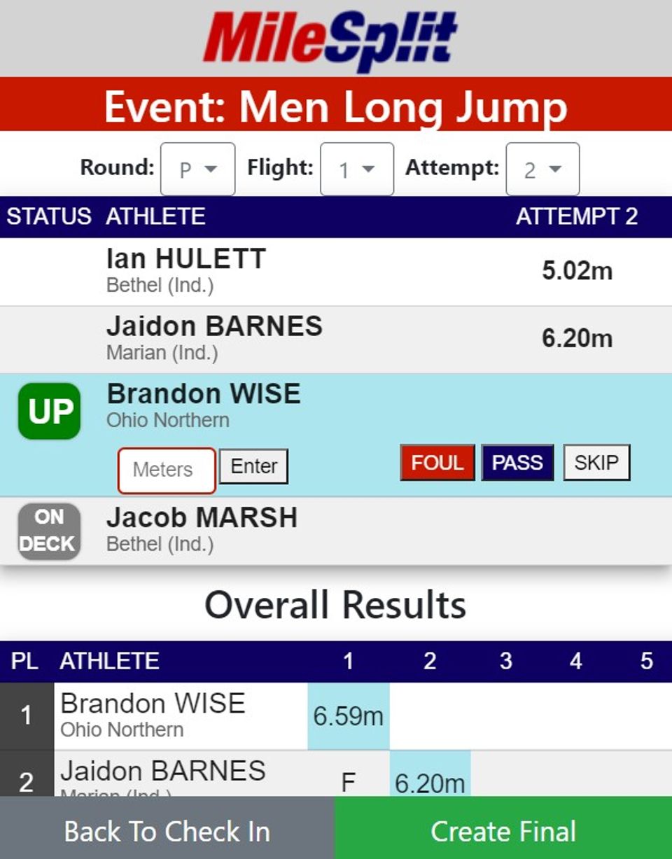 MileSplit Live Field App