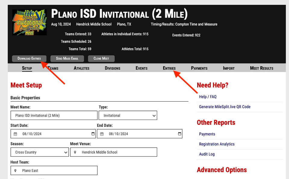 Add Race Day Scoring Results to MileSplit