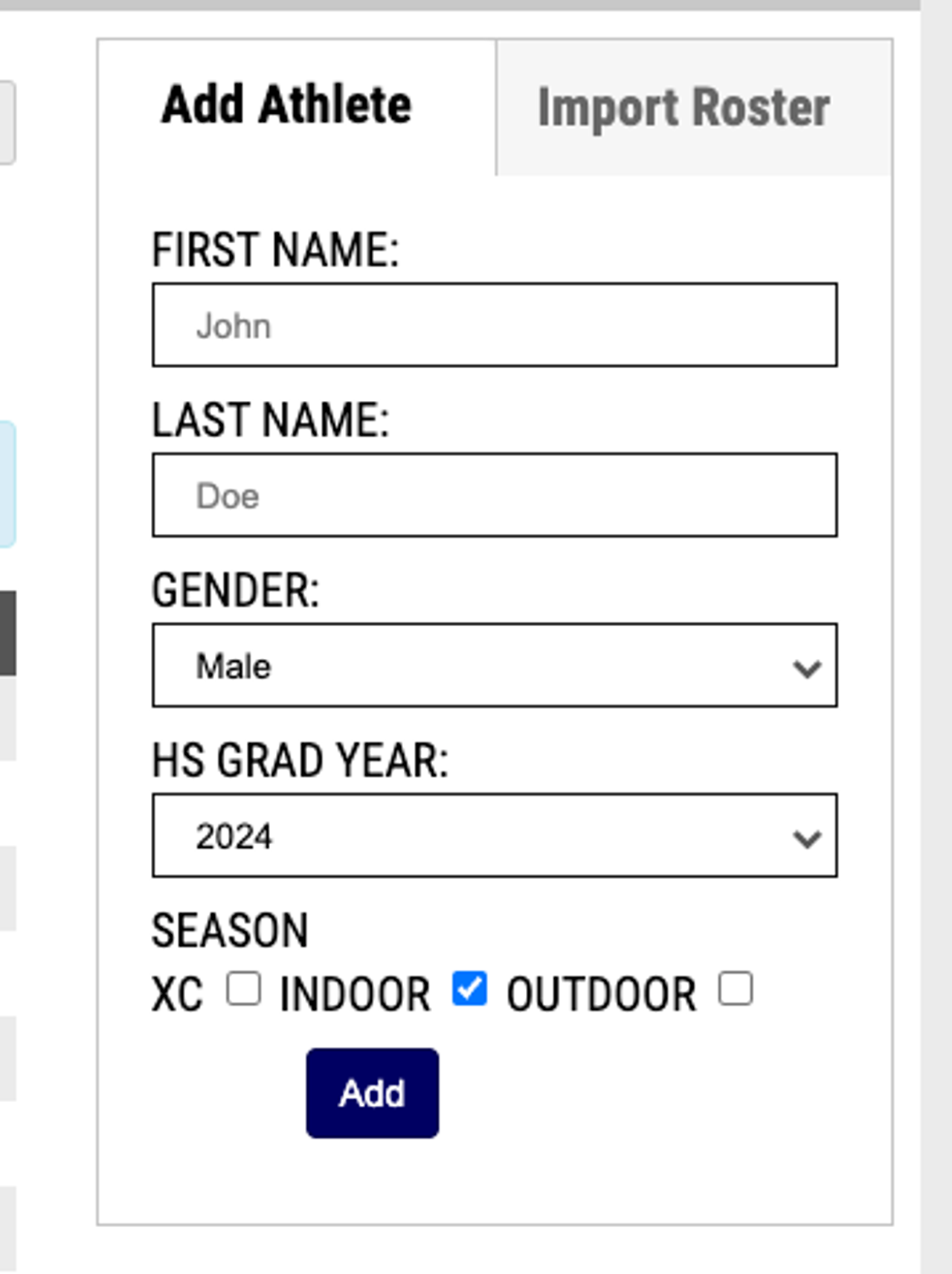 Add Athletes to the Team Roster