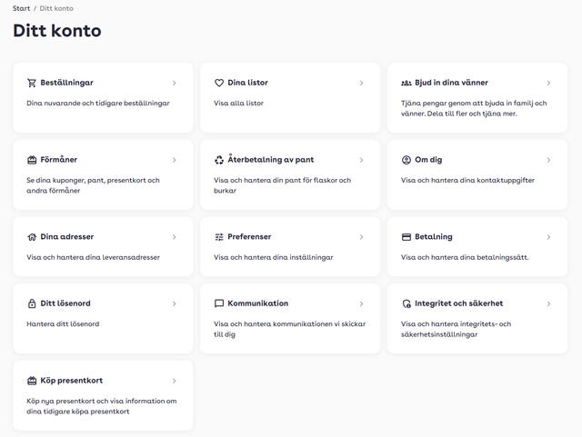 Köpa presentkort under din profil